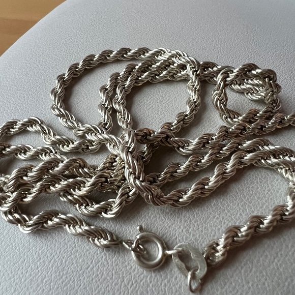 LONG SOLID ROPE CHAIN NECKLACE 925 STERLING SILVER THICK, HEAVY, WELL MADE 23